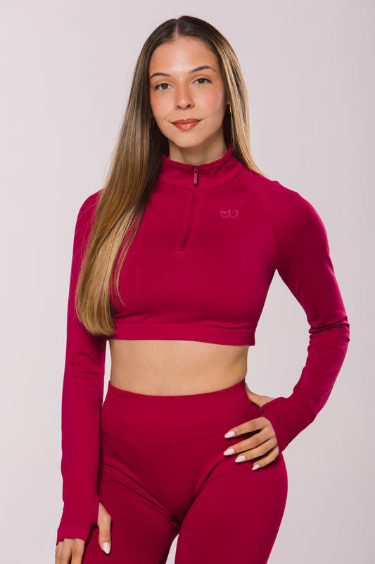 Crop Top 1/4 Zip Sculpt Fit